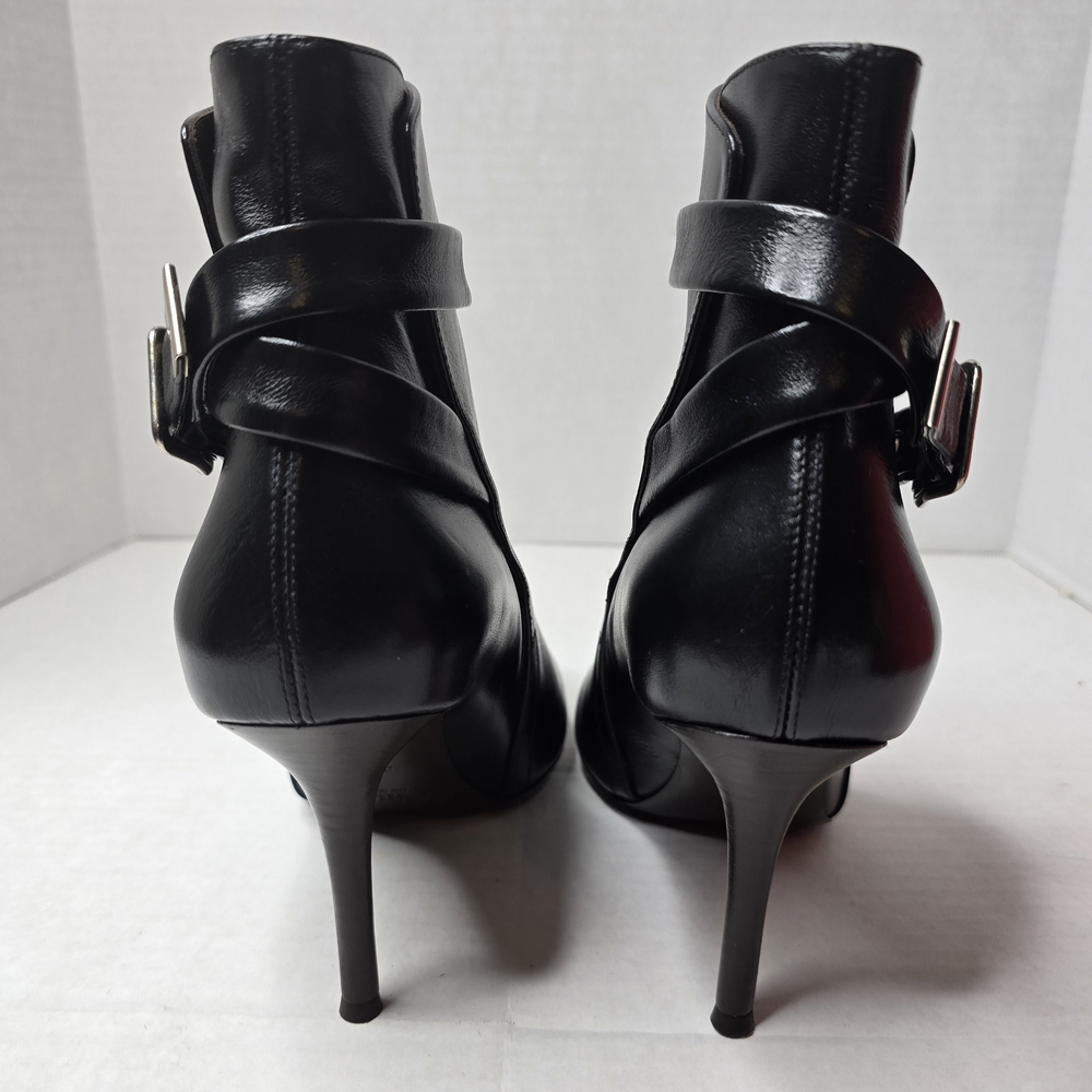 NWT Chloe Black Leather Ankle Booties, Sz 37.5 - Picture 3 of 8